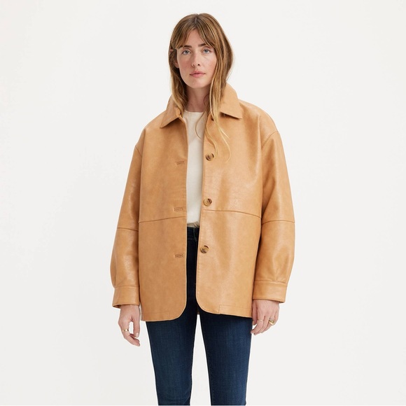 Levi's Jackets & Blazers - Levi’s Faux Leather Vintage Blazer Jacket Tan szXS